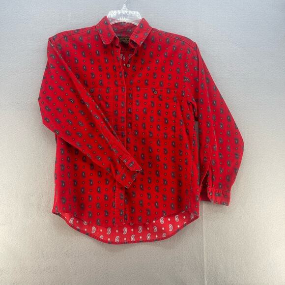 Vintage Eddie Bauer Red Corduroy Paisley Button Down Shirt Women’s Size 8 - Picture 15 of 16